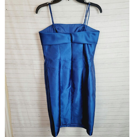 JS Collections Beaded Twill Strapless Sheath Dress in Peacock Blue, sz 8P - Picture 9 of 16